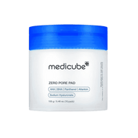 Medicube Zero Pore Pad, Hydrating Toner & Pore Care Pads by Red & Blue with AHA, BHA, Panthenol, and Allantoin for smooth, radiant skin.